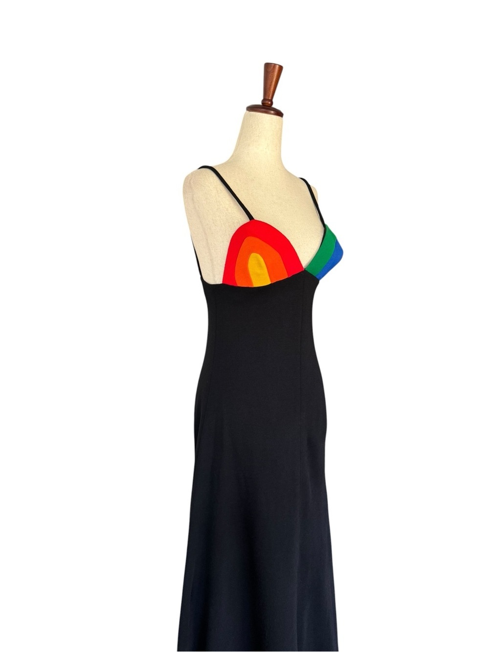 Vintage 70s Carol Paulson for Rainbow of California Black Maxi Dress Rare Mod S - Picture 10 of 14